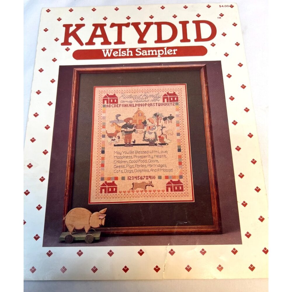 Katydid Welsh Sampler Cross Stitch Pattern With Farm Animals & Alphabet